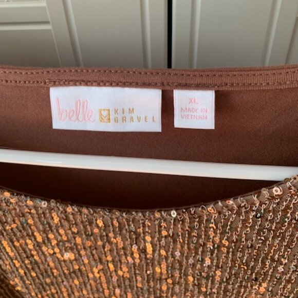 Kim Gravel Sequin Mesh Knit Back Tank Top - XL - Bronze - Picture 3 of 3